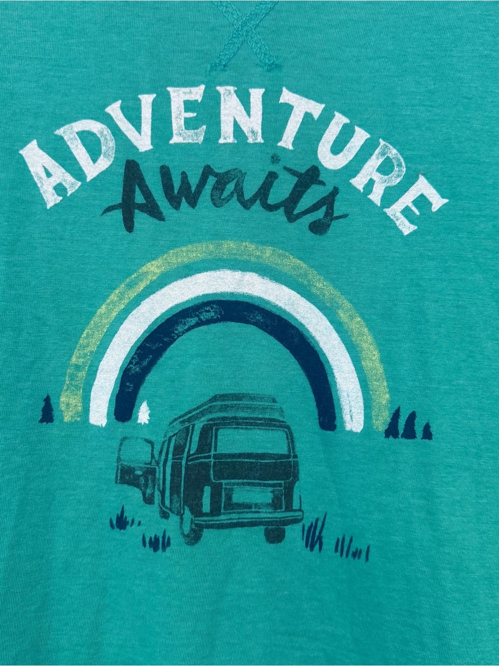 North Face Womens Green Black/gray 3/4 Sleeve Graphic T-Shirt Size Large VW Bus - Picture 2 of 4